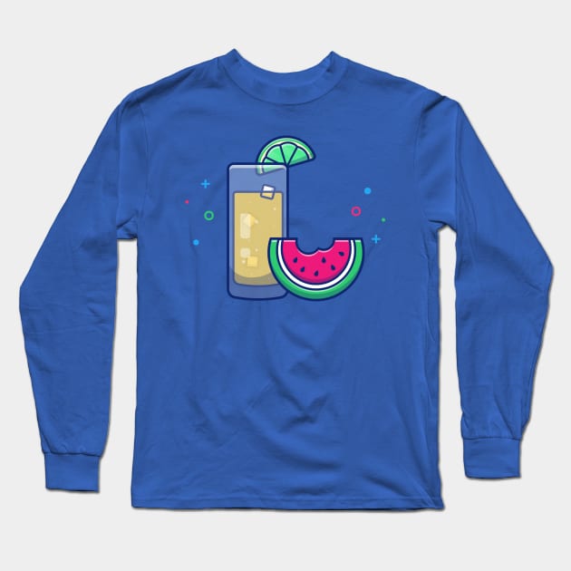 Lemon Juice With Watermelon Cartoon Long Sleeve T-Shirt by Catalyst Labs